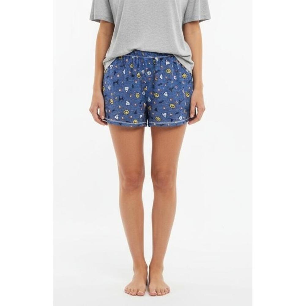 Jaclyn Whisperluxe Blue Halloween Print 2 Pack Sleep Shorts Size Large